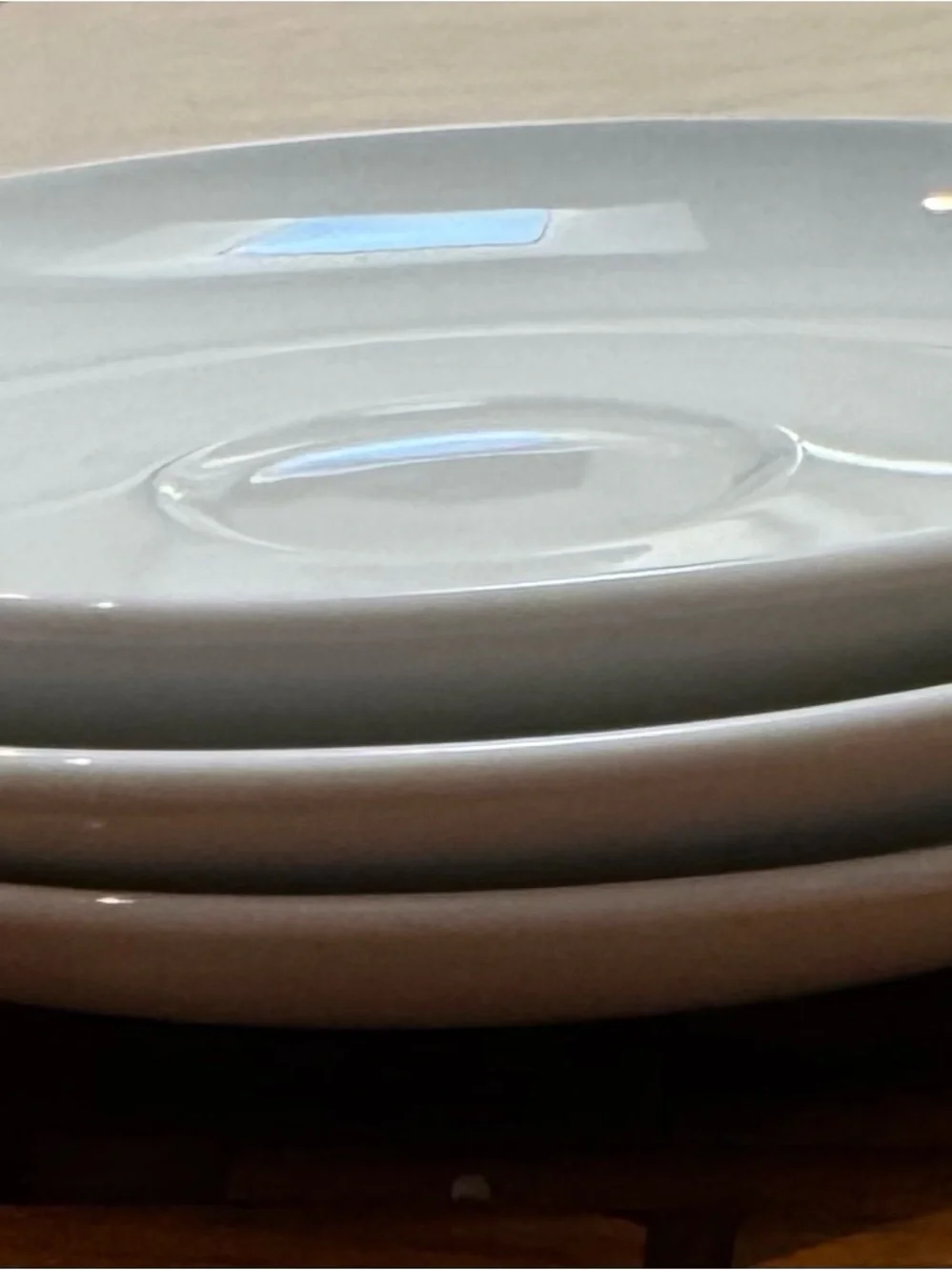 Cost Plus World Market White Ceramic Saucers with Green Stripe -Set of 3 classic